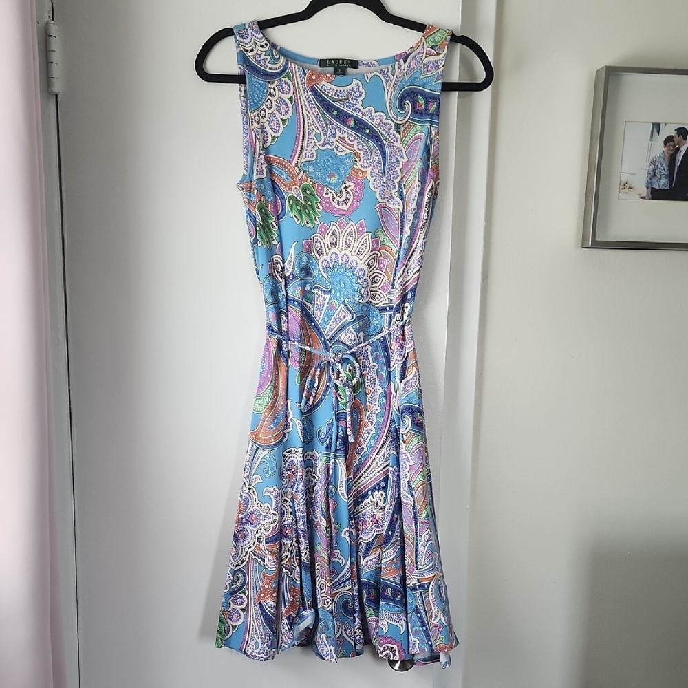 Lauren Ralph Lauren Blue Pink Sleeveless Sundress